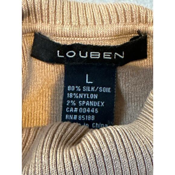 Louben Tan Ribbed Tank Top/Turtleneck lightweight material size L - Picture 3 of 5